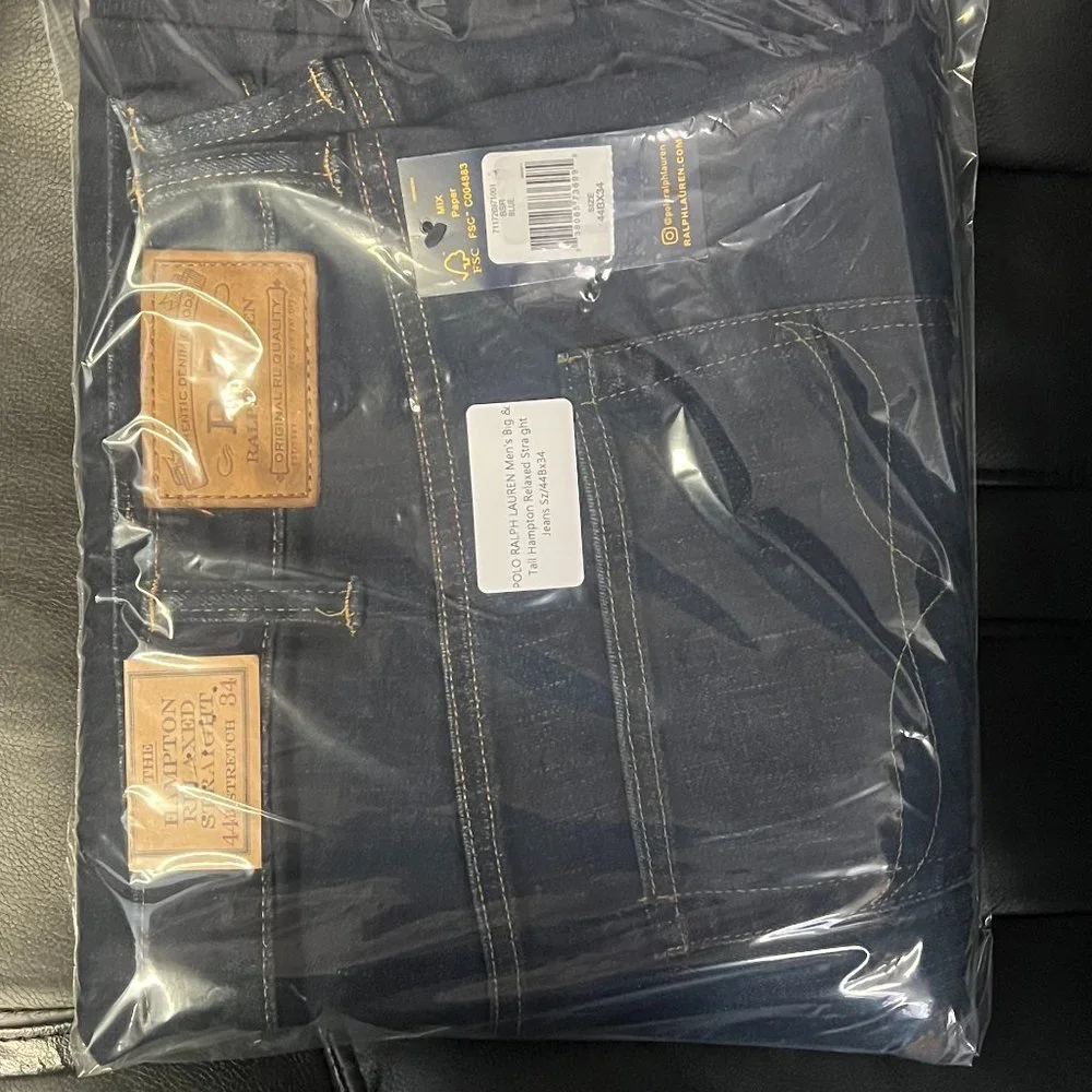 NWT! POLO RALPH LAUREN Men's Big & Tall Hampton Relaxed Straight Jeans Sz/44Bx34